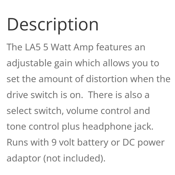 Lyon by Washburn LA 5 Portable 5 Watt Amp - Picture 5 of 6